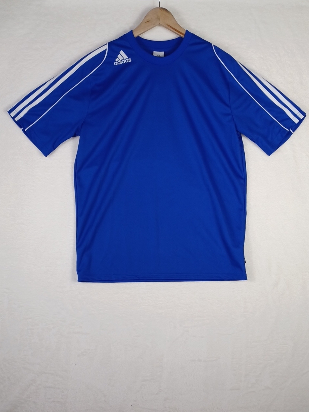 Adidas Climalite Blue Performance Short Sleeve Mens Tee with White Stripes, NWTs